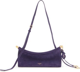 Alaia Small Le Click East/West Suede Shoulder Bag in Aubergine at Nordstrom