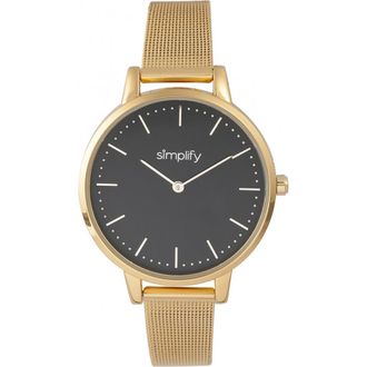 Simplify The 5800 Mesh Bracelet Watch in Gold/black at Nordstrom