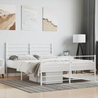 Berkfield Home Metal Bed Frame with Headboard & Footboard White 150x200 cm King Size