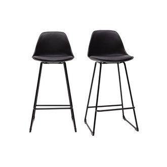 Miliboo Taburetes De Bar Modernos Negros Patas Metal 66 Cm (lote De 2) Franz