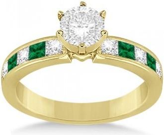Allurez Channel Emerald & Diamond Engagement Ring 14k Yellow Gold (0.50ct)