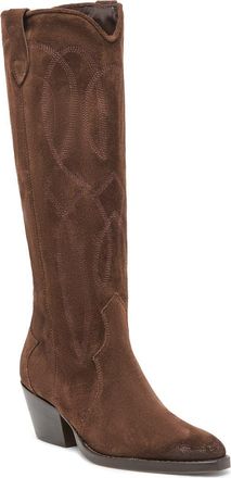 Dolce Vita Klancy Knee High Western Boot in Dark Brown Suede at Nordstrom, Size 9.5