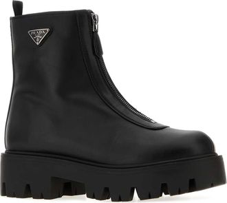 Prada Womens Black Leather Ankle Boots Nero Stivali