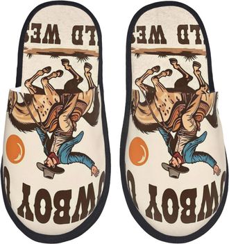 Generic Cowboy Up Vintage Wild West Unisex Sliders Soft House Shoes Slip On Shoes For Bedroom Indoor Outdoor M