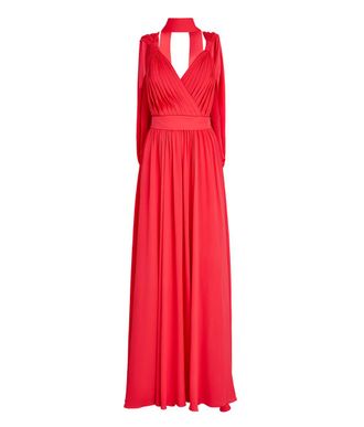 Elie Saab Pleated Silk Chiffon Gown Size M