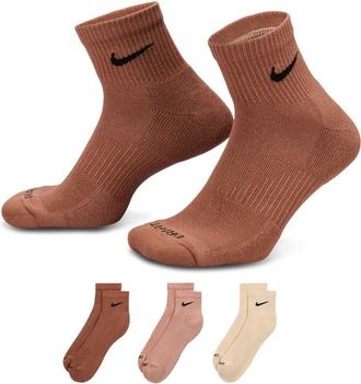 Nike Mens 3 Pack Dri-FIT Plus Quarter Socks - Tan/Tan/Tan