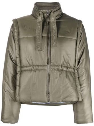 Ganni high-neck padded jacket - women - Recycled Polyamide/Recycled Polyester - 34 - Green