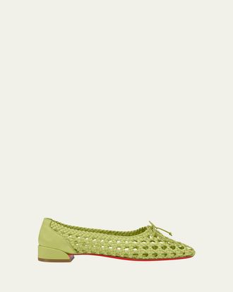 Christian Louboutin Sweetie Jane Woven Silk Ballerina Flats