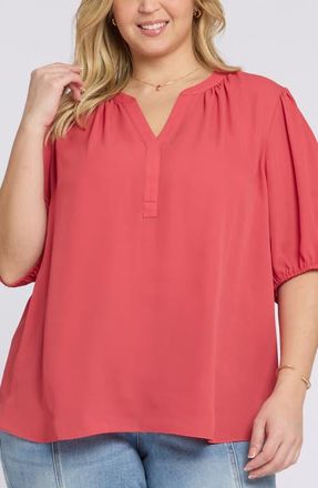 NYDJ Puff Sleeve Popover Top in Chrysanthemum at Nordstrom, Size 0X