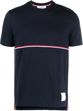Thom Browne RWB Stripe T-Shirt - Heren - T-shirts - Blauw - M - Katoen - Tops