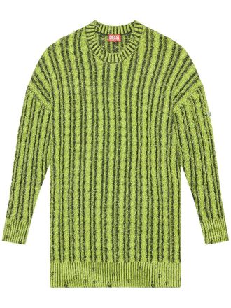 Diesel M-Pantesse cable-knit drop-shoulder jumper - women - Cotton - M - Green
