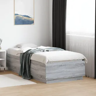 vidaXL Estructura Cama Con Luces Led Madera Gris Sonoma 90x190 Cm Vidaxl