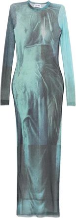Jean Paul Gaultier Abito midi con stampa - Blu