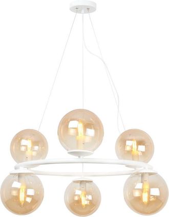 OEM L&aacute;mpara Colgante Aura Blanca 6 Pantallas Planas Miel E14