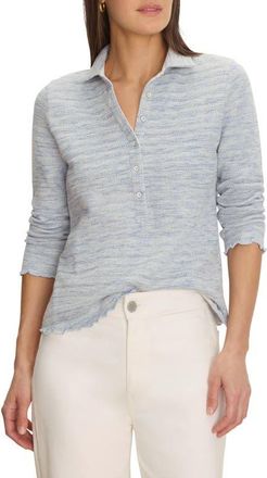 Nic+Zoe Spacedye Elbow Sleeve Polo in Blue Multi at Nordstrom, Size Xx-Large