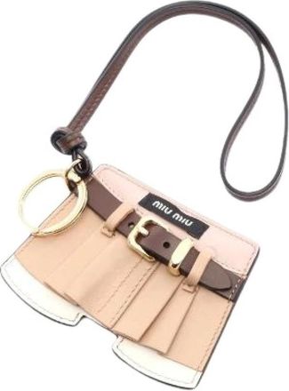 Miu Miu Pre-owned Mini Bags, female, Beige, Size: ONE SIZE Pre-owned Leather Trick Keychain