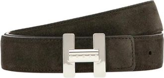 Hogan Omkeerbare Su&egrave;de Riem - Dames - Riemen - Bruin - 90 CM - Su&egrave;de - Accessoires