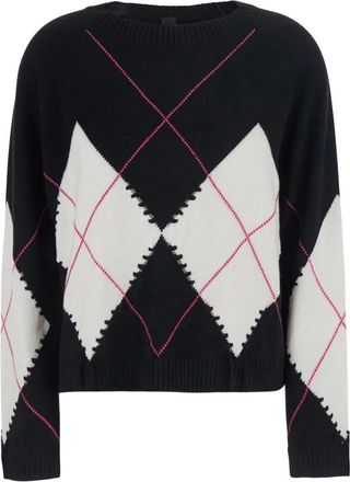 Pinko Pinko, Truien & Vesten, Dames, Veelkleurig, M, Trui met geperforeerd argyle-motief