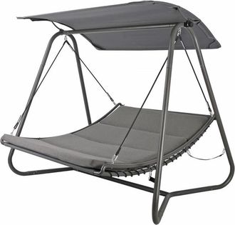 Brigros Cama abatible de jardín con techo gris