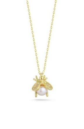 Sphera Milano Cultured Freshwater Pearl Bee Pendant Necklace in Gold at Nordstrom Rack