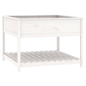 Berkfield Home Planter with Shelf White 111.5x111.5x81 cm Solid Wood Pine