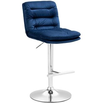 Clp Clp - Taburete De Bar Damar En Terciopelo Azul Cromado