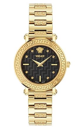 Versace Greca Sphere Petite Bracelet Watch, 30mm in Yellow Gold at Nordstrom