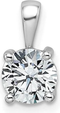 Diamond2Deal 14k White Gold 1 Ct Round Lab Grown Diamond Solitaire Pendant