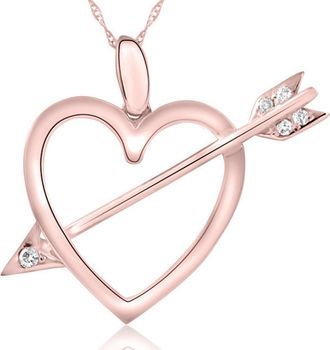 Pompeii3 14k Heart & Arrow Diamond Pendant Necklace in White Yellow, or Rose Gold 1 Tall