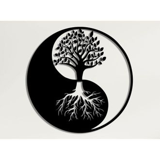 OEM Arbre De Vie - Yin Yang - Decoracion Mural En Metal - 28 X 28 Cm - 1 Pieza