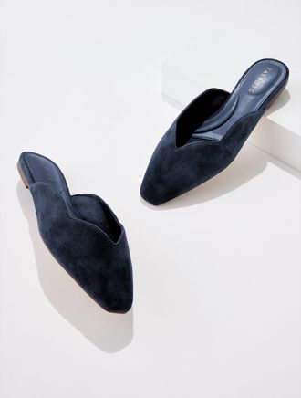 Talbots Whitley Scallop Suede Mules - Blue - 10 1/2 M Talbots