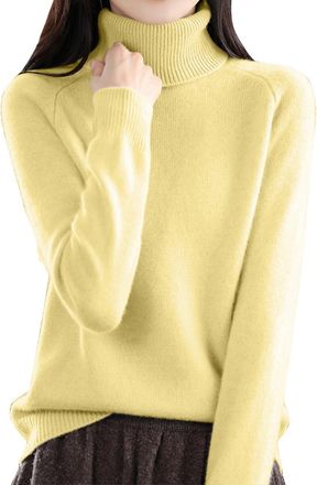 Generic Knitted Jumpers For Women Solid Color WomenS Pullover Sweaters Casual High Collar Ladies Winter Jumpers Slim Fit Long Sleeves Autumn Sweaters Soft Com