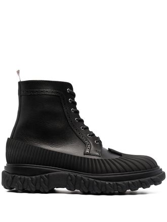 Thom Browne chunky leather ankle boots - Black