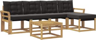 vidaXL Conjunto De Sof&aacute;s De Exterior 6 Uds. Blanco Y Negro Vidaxl