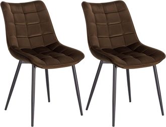 Woltu Pack De 2 Sillas De Comedor Asiento De Terciopelo Silla Dise&ntilde;o Silla Tapizada Estructura Met&aacute;lica Sill&oacute;n Con Respaldo Silla De Cocina Marrone - Woltu