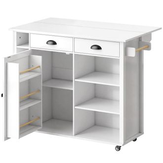 HOMCOM Isla de cocina 117.5x70x91 cm blanco