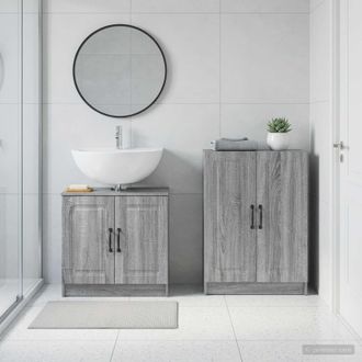 vidaXL Vidaxl Set Di Armadi Da Bagno Da 2 Pezzi Utrecht Sonoma Grigio