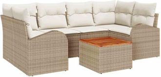 vidaXL Vidaxl - Conjunto De Sof&aacute; De Jard&iacute;n 7 Pcs Beige, Blanco