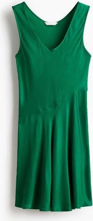 H&M Flared Satin Dress in Green at Nordstrom, Size Xx-Large