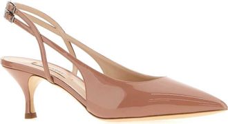Casadei Womens Antiqued Pink Leather Giulia Pumps Moka Scarpe Con Tacco High Heel Shoes
