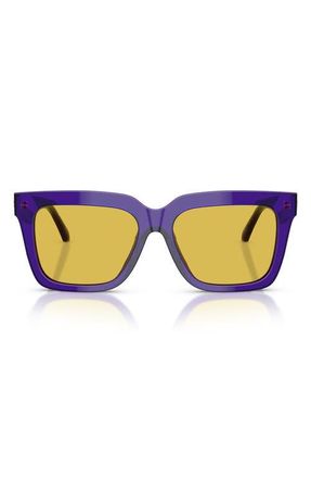 Versace 55mm Square Sunglasses in Transparent Violet /Yellow at Nordstrom