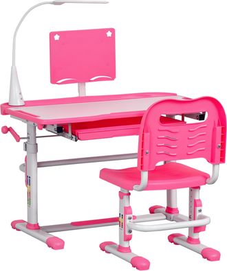 OEM Escritorio Y Silla Para +6 A&ntilde;os Con Altura Ajustable E Inclinable 80x49,5x82-104 Cm Y 35,5x43,5x63-73 Cm Rosa