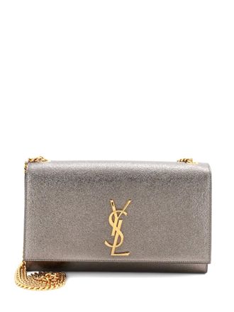 Saint Laurent Classic Monogram Grainy Leather Medium crossbody bag - Grigio