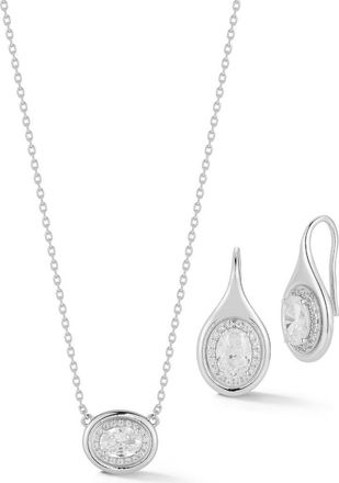 Glaze Jewelry Cubic Zirconia Oval Pendant Necklace & Drop Earrings Set in Silver at Nordstrom Rack