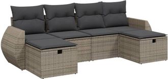 vidaXL Vidaxl - Set De Muebles De Jard&iacute;n 6 Pzas Y Cojines Rat&aacute;n Sint&eacute;tico Gris