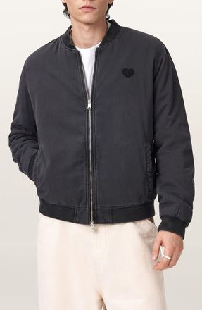 AllSaints Forres Cotton Twill Bomber Jacket in Blainn Black at Nordstrom, Size Xx-Large