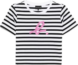 Sport b. T-shirt crop a righe - Bianco