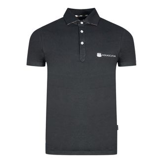 Aquascutum Aldis Crest bloklogo zwart poloshirt