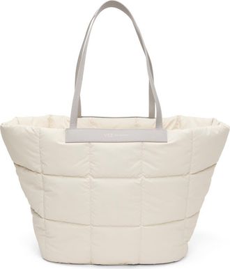 VeeCollective Porter Basque Quilted Recycled Nylon Tote in Barely Beige Bei at Nordstrom