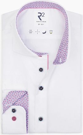 R2 Mens R2 CUT AWAY COLLAR LONG SLEEVED SHIRT WHITE - Size: 46/48